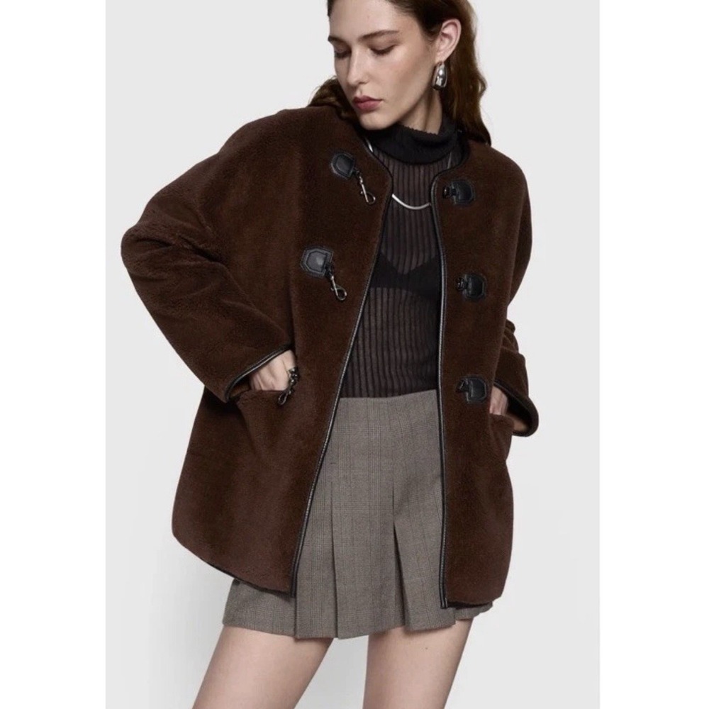 Rebecca Minkoff Shearling Toggle Jacket Medium Chocolate NWT Retails $268
